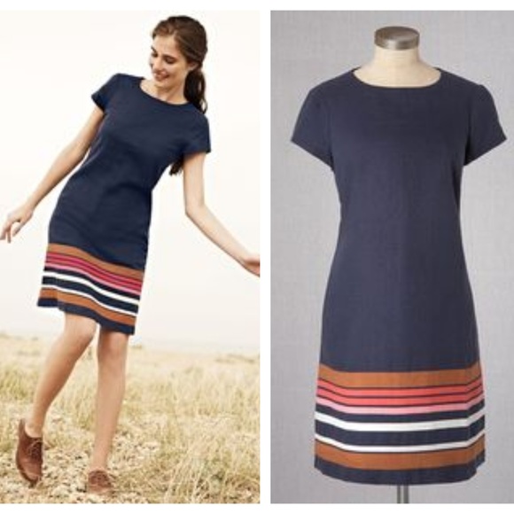 Boden Dresses & Skirts - BODEN Stitch Detail Dress Linen Navy Stripe {N36}